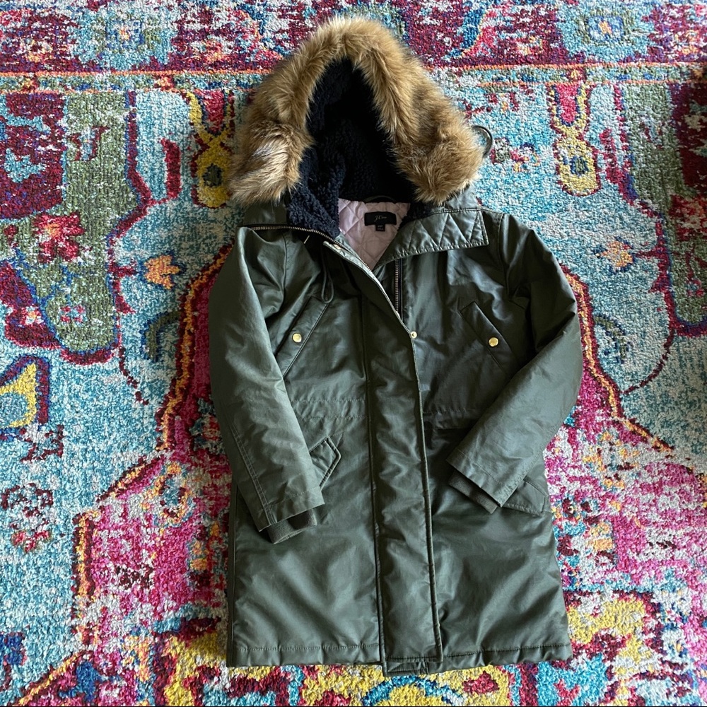 J.Crew Petite Perfect Winter Parka in Olive